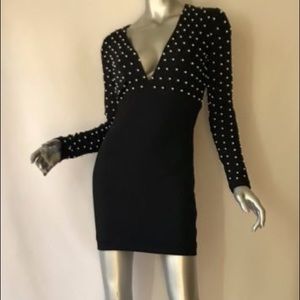 Bebe XXS pearl deep v neck dress.